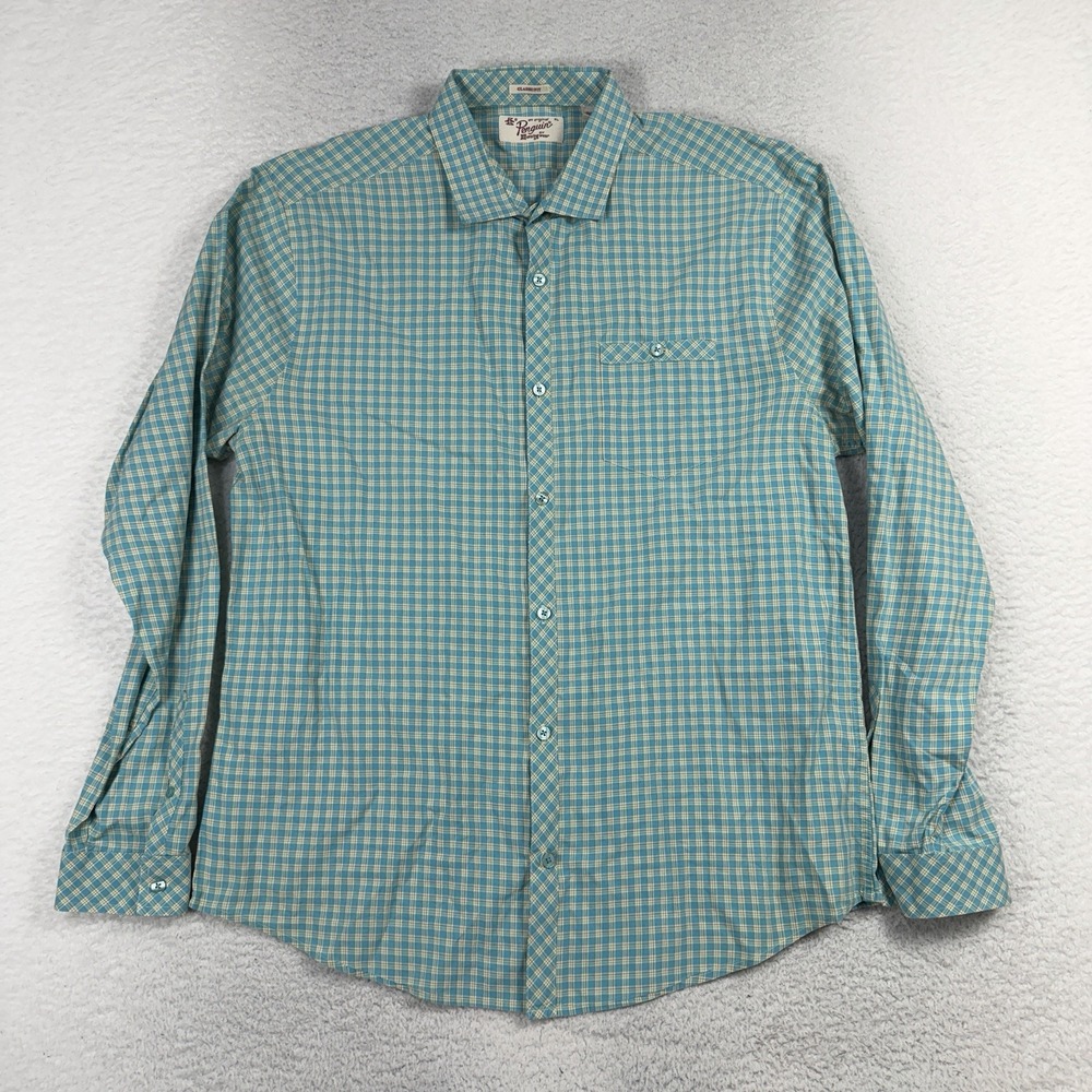 Original Penguin XL Green Blue Plaid Classic Fit Long Sleeve Button Down Shirt